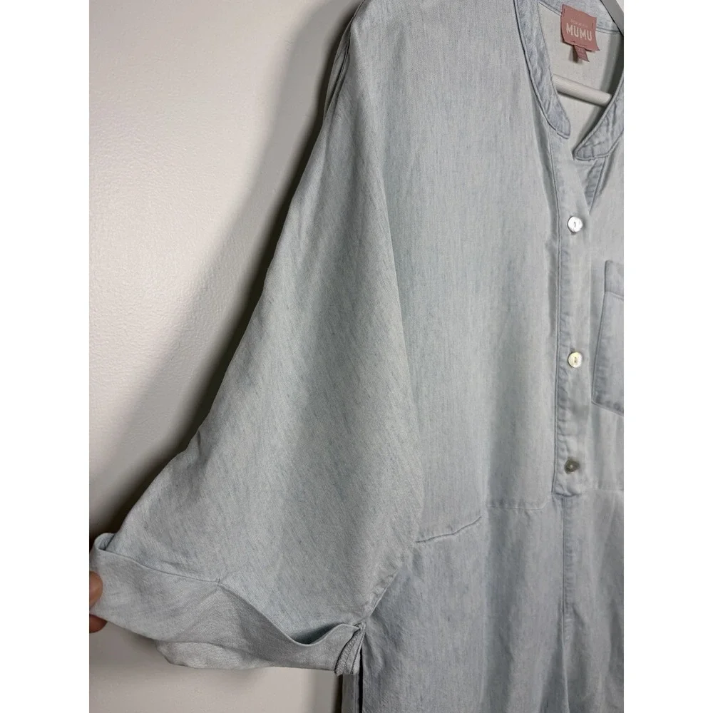 Show Me Your Mumu Size XS Horton Denim Chambray Romper Shore Blue Linen Blend